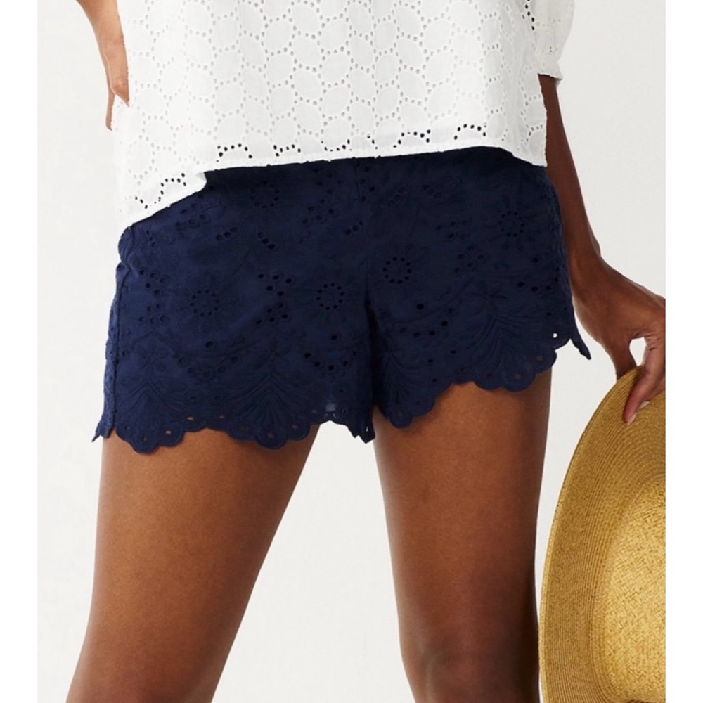 NWT Draper James RSVP Embroidered Shorts Embroidered Blue Size 10
